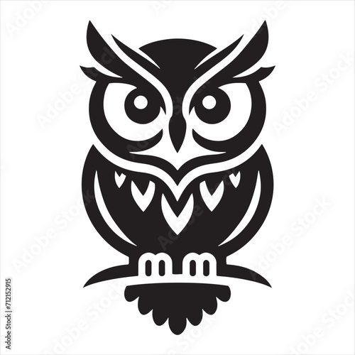 Hushed Nocturne: Owl Silhouette in a Subdued Dance Amidst the Shadows - Owl Illustration - Bird Vector 