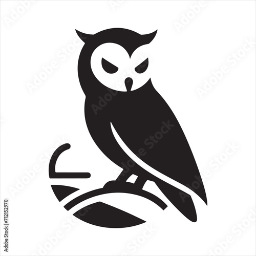 Lunar Serenade: Owl Silhouette Series Creating a Melody of Nighttime Silhouettes - Owl Illustration - Bird Vector
