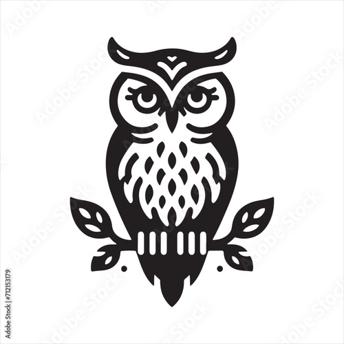 Lustrous Plumage: Bird Silhouette Showcasing the Unique Features of Owl Silhouettes - Bird Silhouette - Owl Vector 
