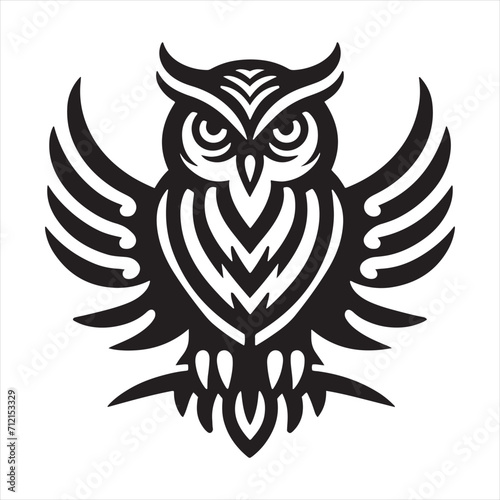 Midnight Guardians: Owl Silhouette Series Embodying the Silent Watchers of the Night - Owl Illustration - Bird Vector
