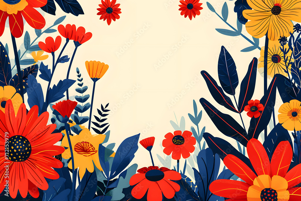 Cubist Inspired Floral Border Cubist Inspired Floral Border