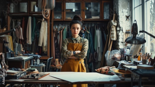 Portrait of a fashion designer with unique clothing pieces in the atelier  © ArtBox