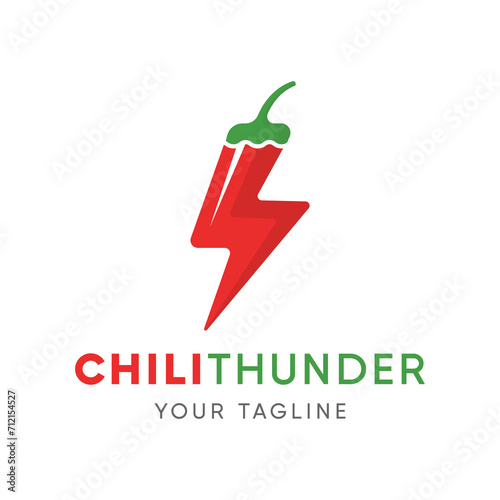 Chili logo forming lightning, white background, vector eps 10