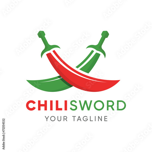 Chili logo forming crossed swords, white background, vector eps 10