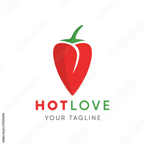 Chili logo forming a heart, white background, vector eps 10