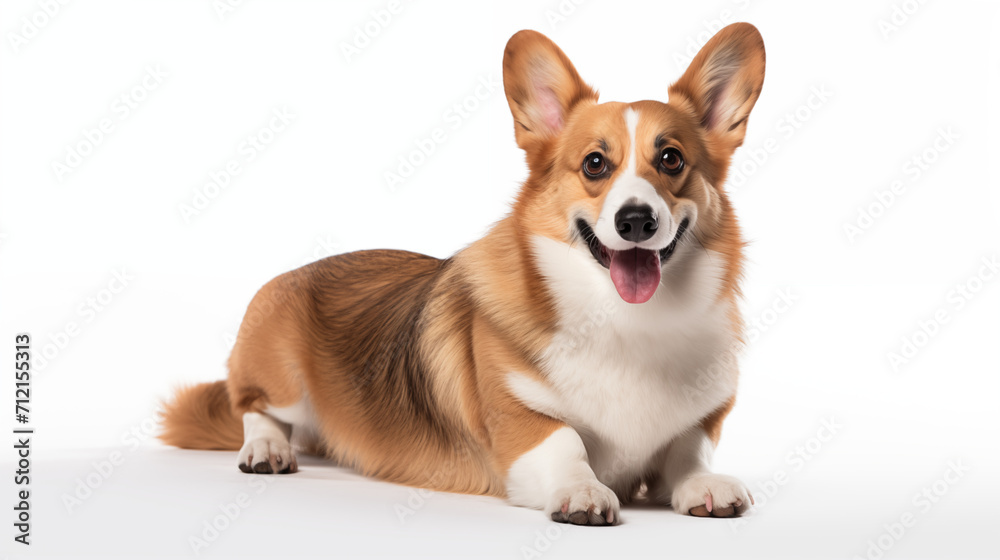 photograph corgi dog isolated on white background