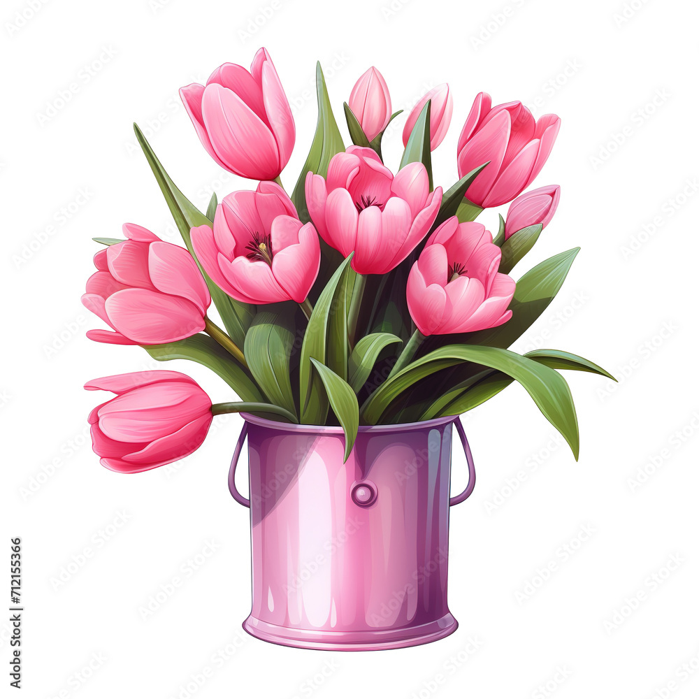 Pink Vase with Pink Tulip. AI Generated Image Pink Vase with Pink Tulip. AI Generated Image