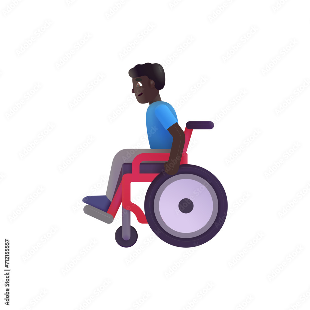 Man in Manual Wheelchair: Dark Skin Tone Man in Manual Wheelchair: Dark Skin Tone