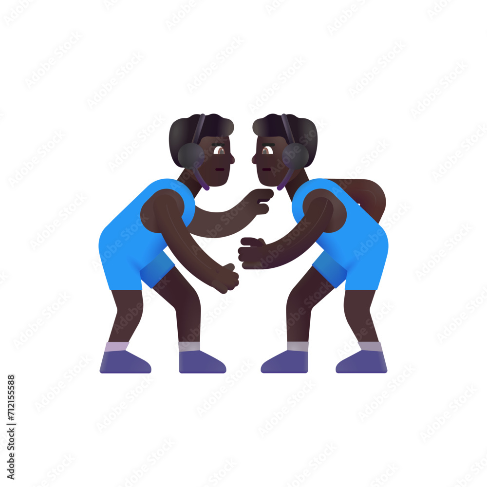 Man Wrestling :Dark Skin Tone