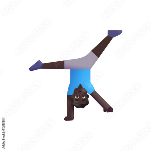 Man Cartwheeling :Dark Skin Tone