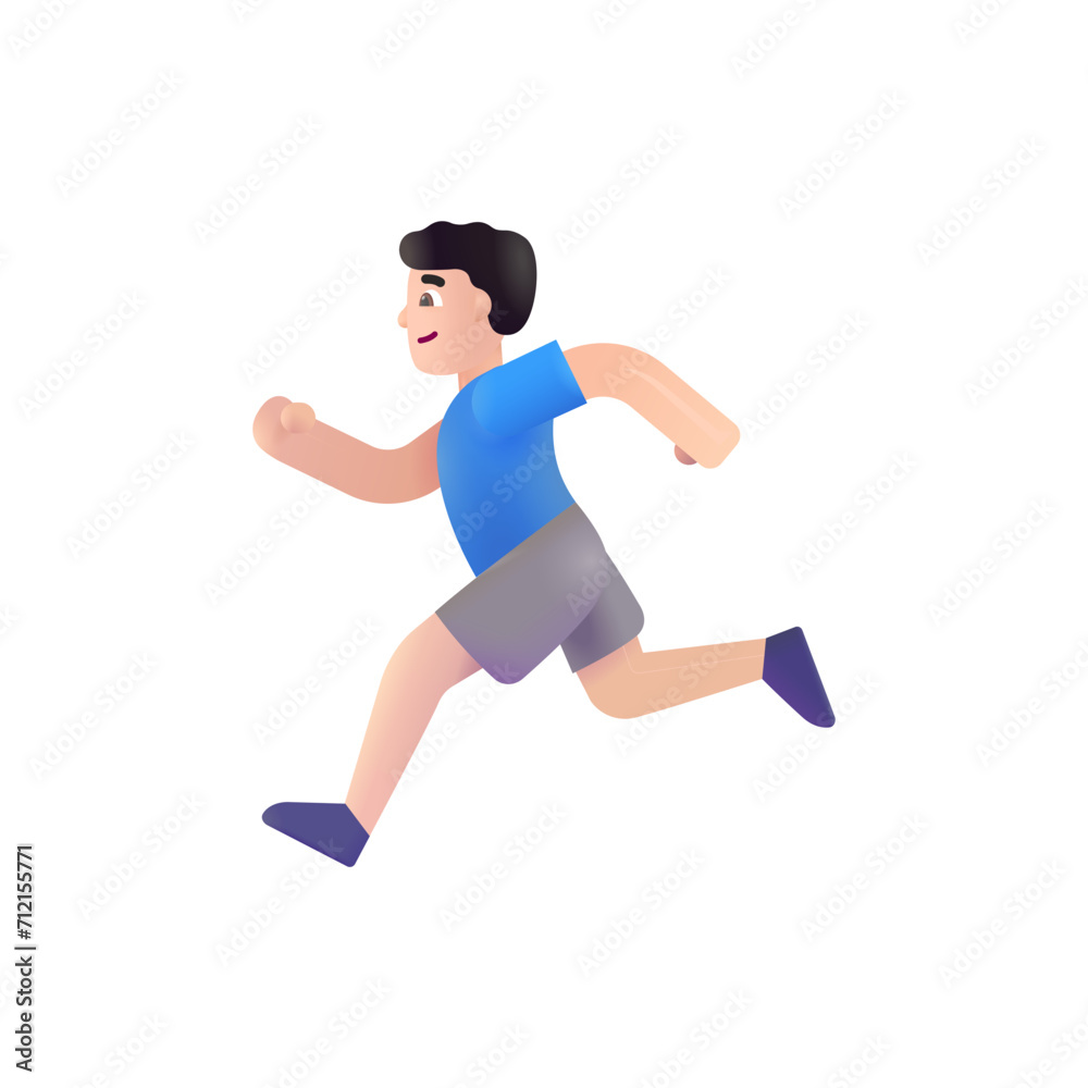 Man Running: Light Skin Tone
