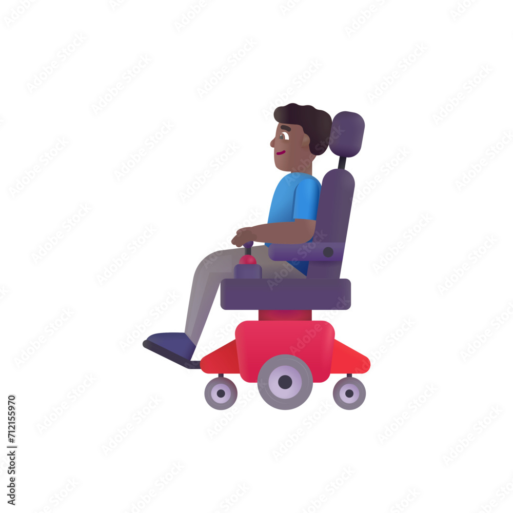 Man in Motorized Wheelchair: Medium-Dark Skin Tone