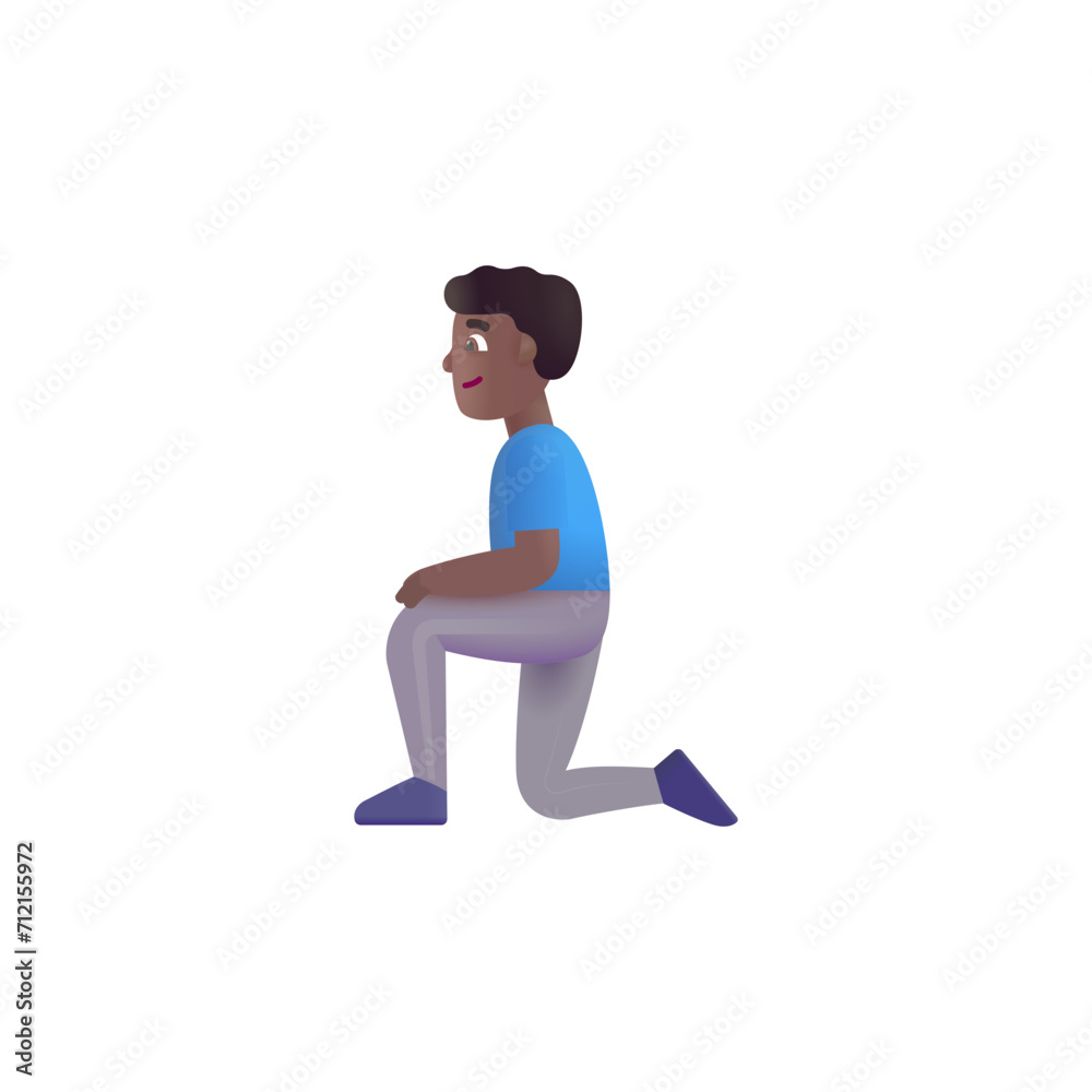 Man Kneeling: Medium-Dark Skin Tone Man Kneeling: Medium-Dark Skin Tone