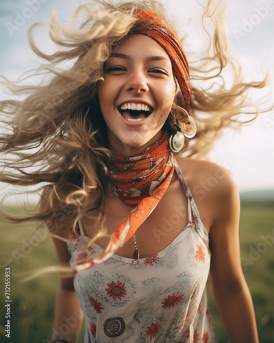 Happy and Carefree woman laughing