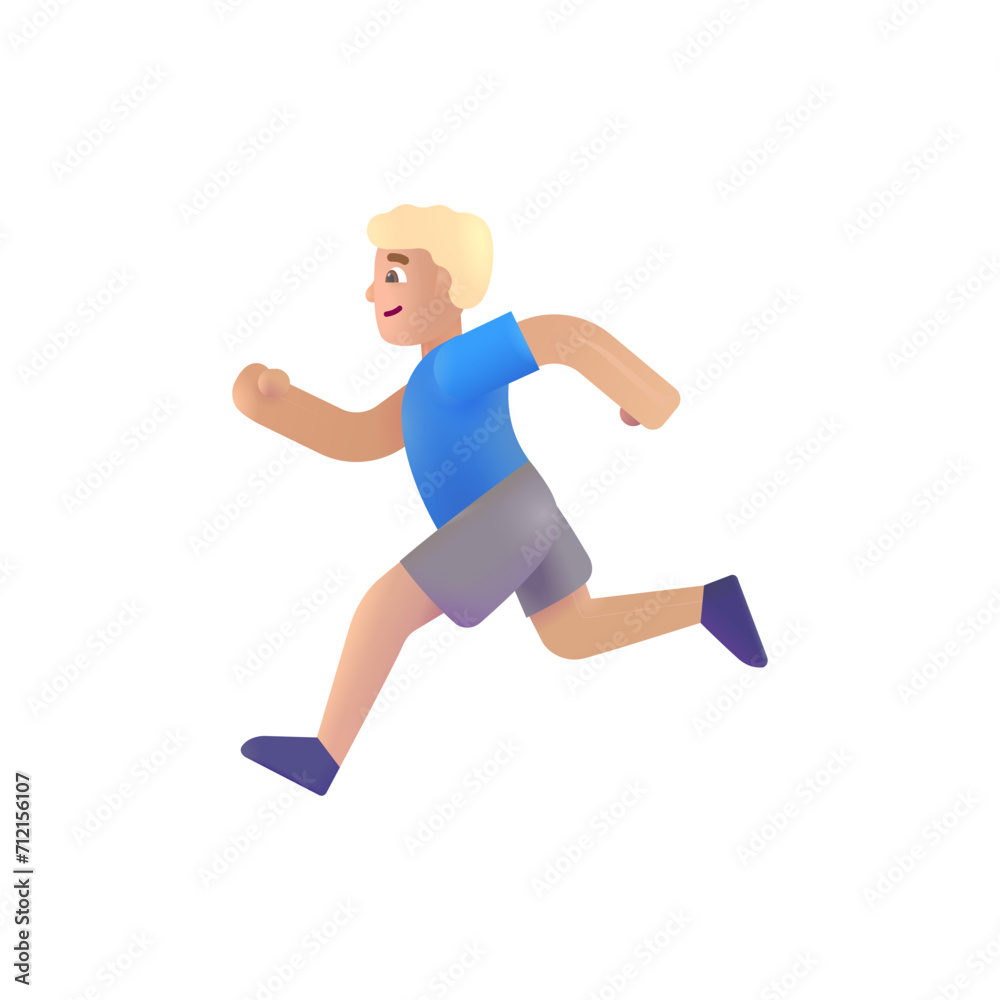 Man Running: Medium-Light Skin Tone Man Running: Medium-Light Skin Tone