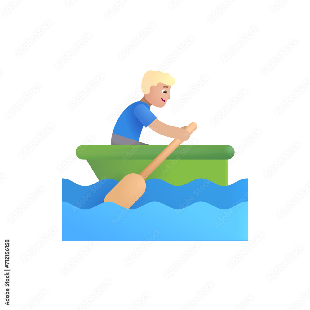 Obraz premium Man Rowing Boat: Medium-Light Skin Tone