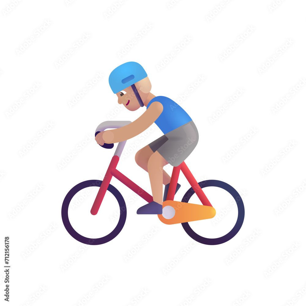 Man Biking: Medium-Light Skin Tone Man Biking: Medium-Light Skin Tone