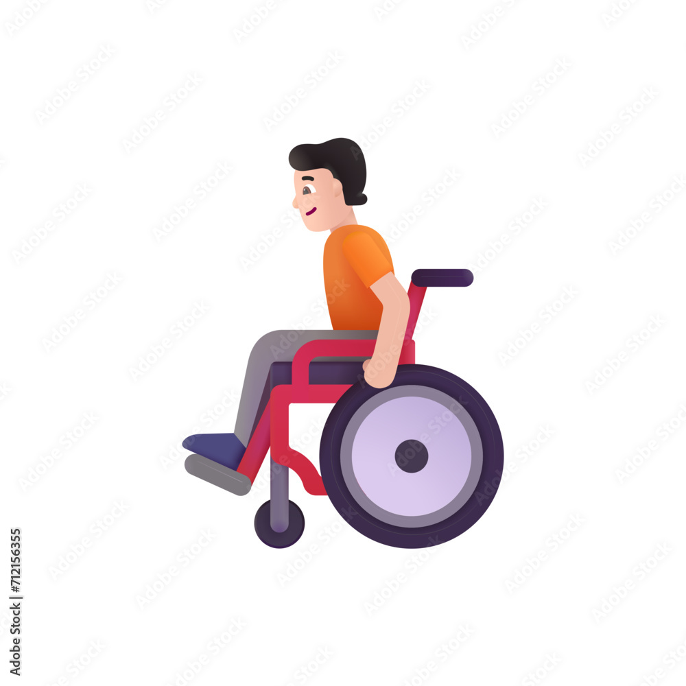 Person in Manual Wheelchair: Light Skin Tone