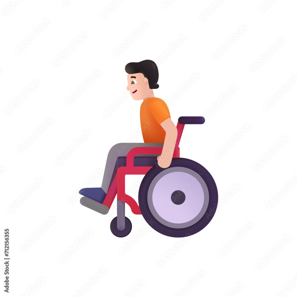 Person in Manual Wheelchair: Light Skin Tone Person in Manual Wheelchair: Light Skin Tone