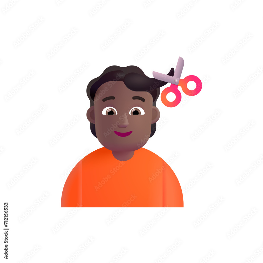 Person Getting Haircut: Medium-Dark Skin Tone Person Getting Haircut: Medium-Dark Skin Tone