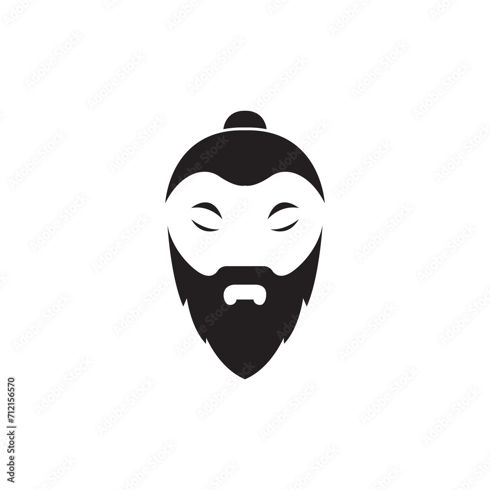 cool bearded man icon logo design vector