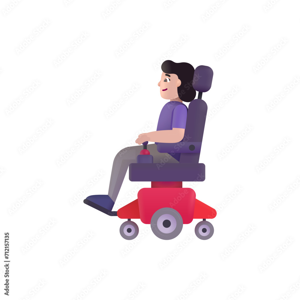 Woman in Motorized Wheelchair: Light Skin Tone