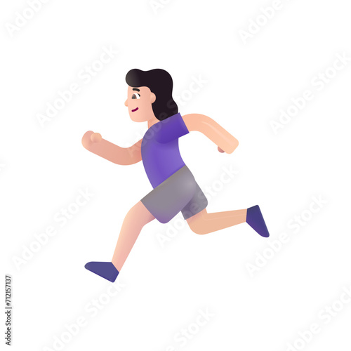 Woman Running: Light Skin Tone