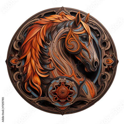 Horse Head In Circle Frame emblem illustration 