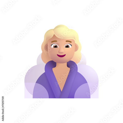 Woman in Steamy Room: Medium-Light Skin Tone