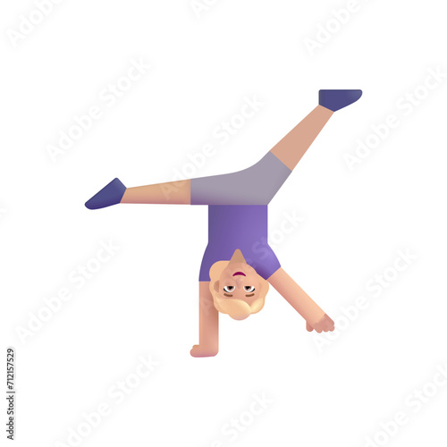 Woman Cartwheeling : Medium-Light Skin Tone