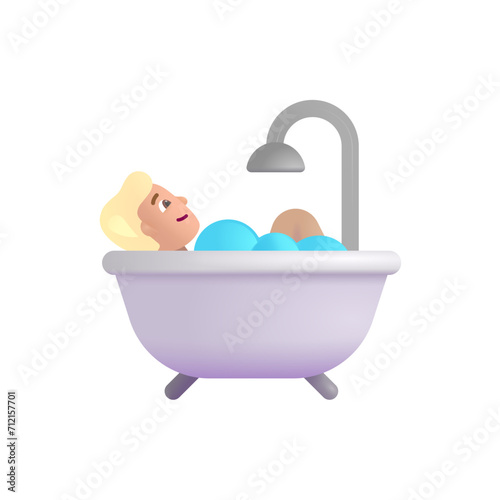 Person Taking Bath: Medium-Light Skin Tone