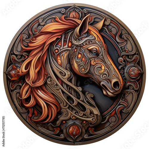 Horse Head In Circle Frame emblem illustration 