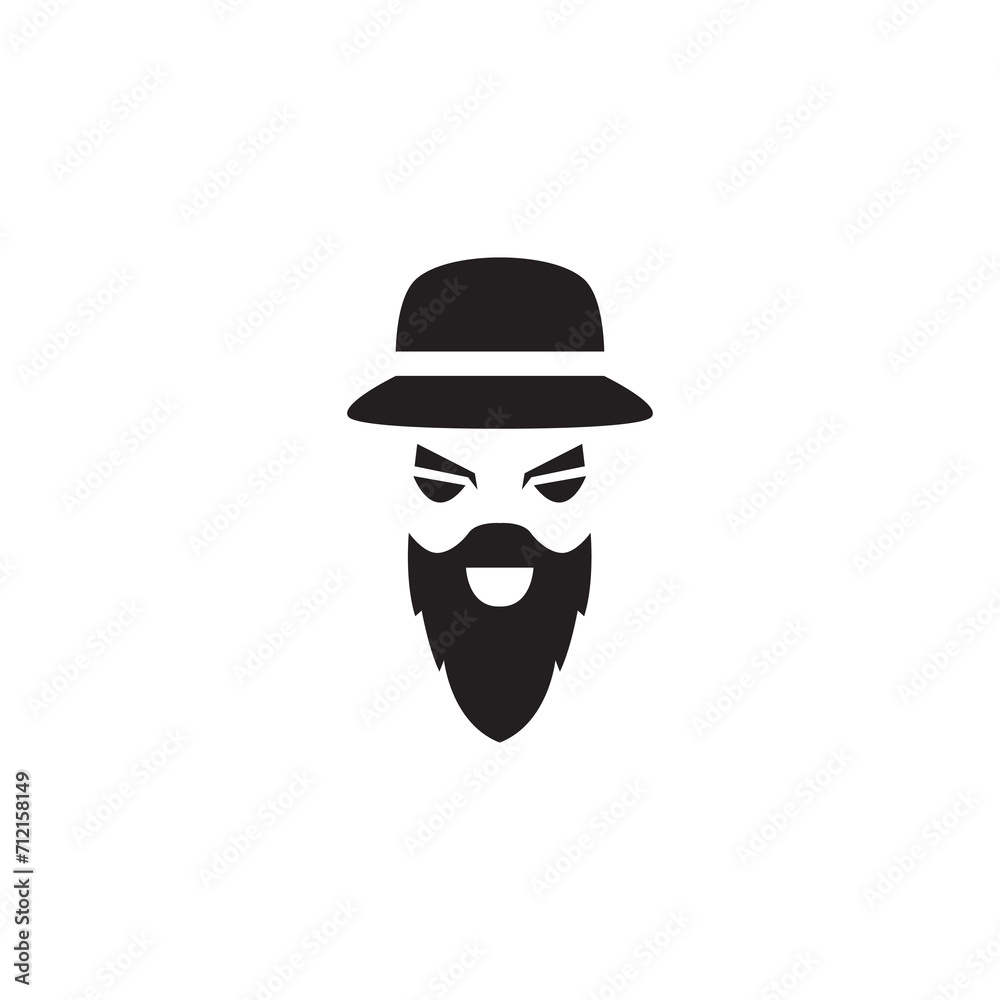 bearded man icon logo design vector