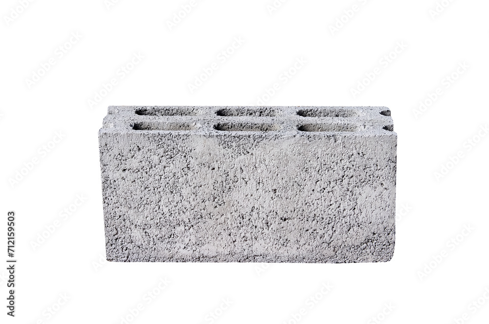Single grey concrete blocks isolated on white background , clipping path Single grey concrete blocks isolated on white background , clipping path