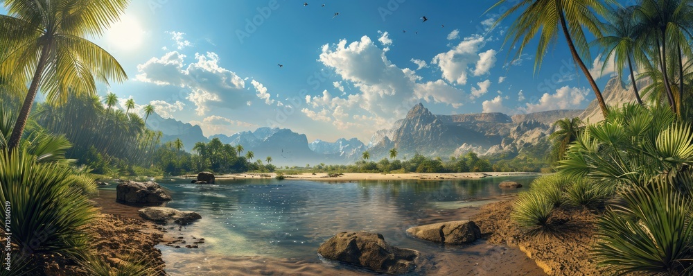 Fototapeta premium Beautiful Jurassic landscape