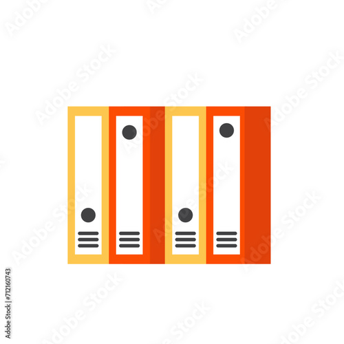 row of folders and binders. vector flat illustrations.