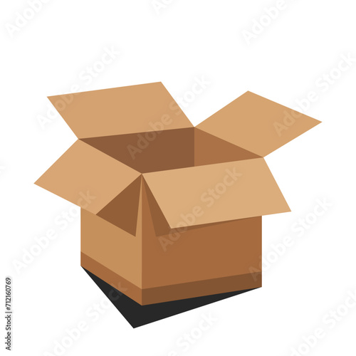  brown cardboard packaging boxes isometric. Shipping carton open and breakable signs. Parcel packaging template. Vector illustration