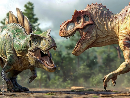 Dinosaur battle in its natural habitat