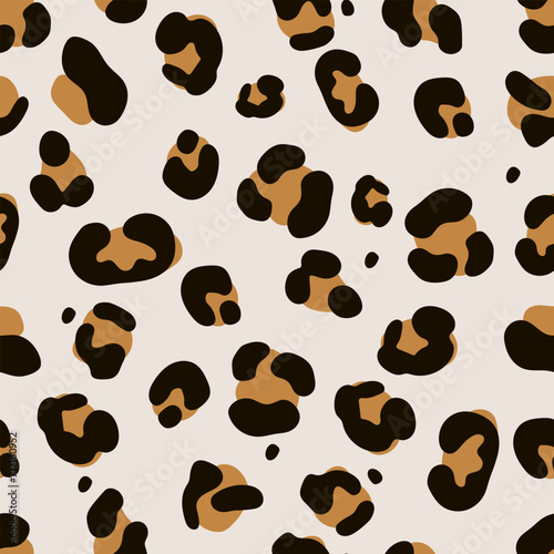 Leopard spots vector cartoon seamless pattern background for wallpaper, wrapping, packing, and backdrop.