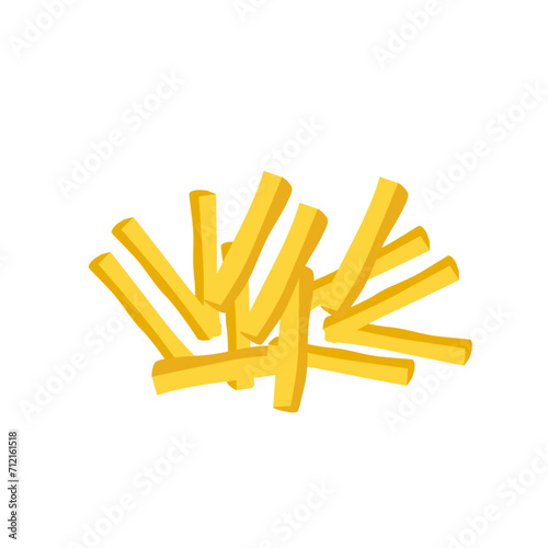 Fresh French fries Roasted potato chips wedges fried in deep fat fry oil potatoes Yellow sticks, isolated on white background. Fast Food. Unhealthy tasty food