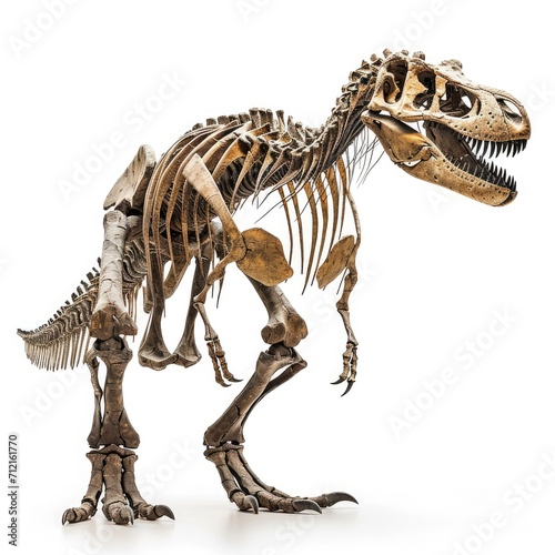 Huge dinosaur skeleton isolated on white background © shooreeq