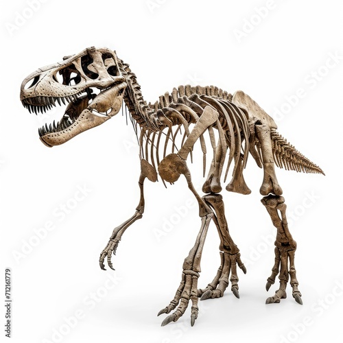 Huge dinosaur skeleton isolated on white background