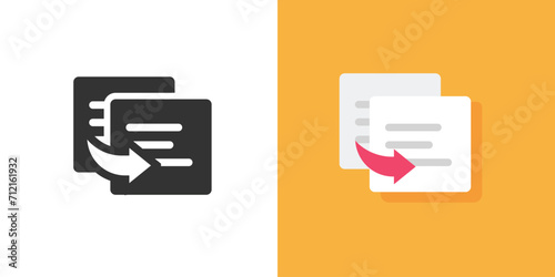 Duplicate document file icon symbol vector graphic flat pictogram glyph illustration set, copy paste text doc simple silhouette shape button image clipart photo