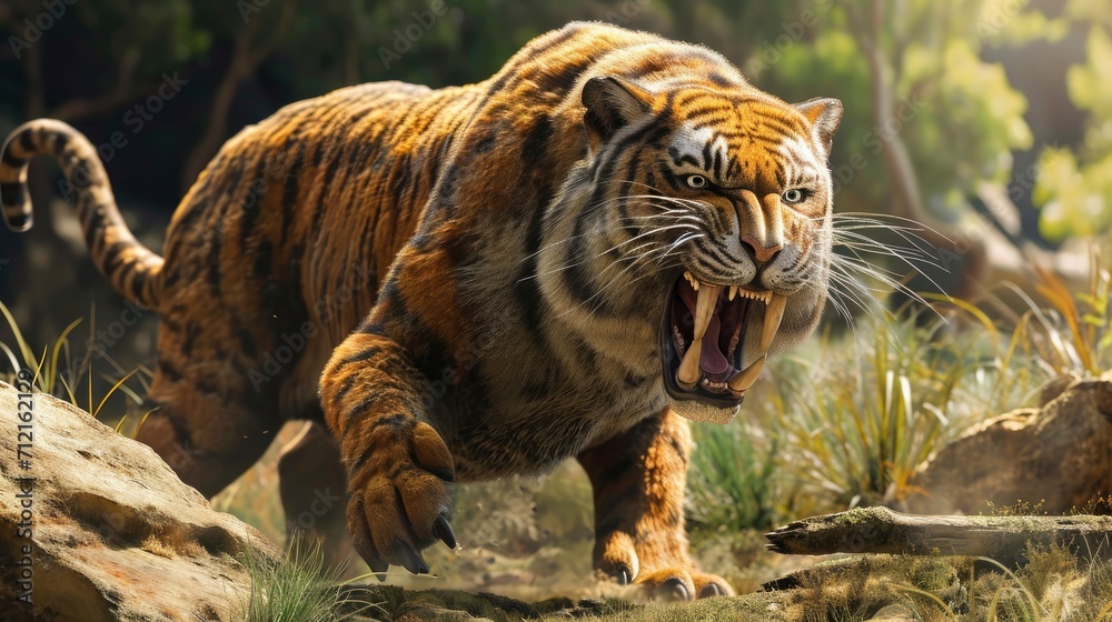 Obraz premium Saber-toothed tiger in its natural habitat