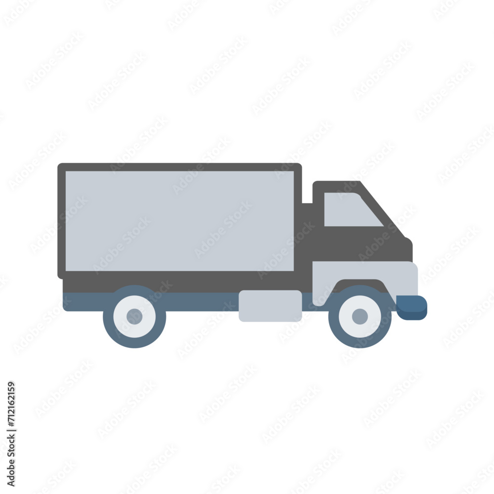 Silver delivery van. Express delivery services commercial truck. Flat vector illustration.