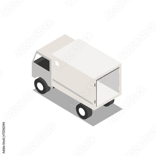Isometric delivery truck. Vector illustration. 