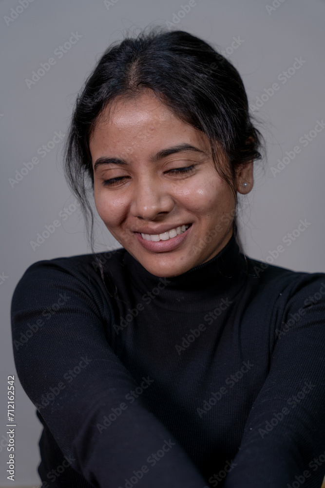 photography of a multiracial woman portrait multiple different poses high quality image in a different theme