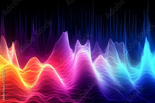 Vibrant abstract audio wave backdrop. Generative AI