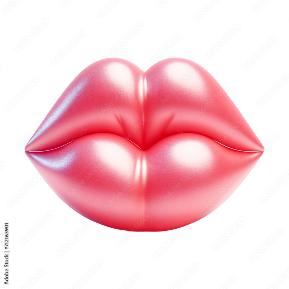 Pink lips against, glossy open slightly, ready to kiss on PNG background. Generative AI. Pink lips against, glossy open slightly, ready to kiss on PNG background. Generative AI.