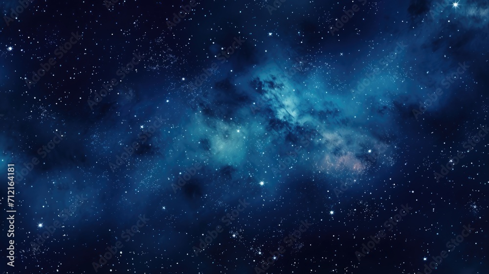 Starry galaxy abstract blue cosmic background - obrazy, fototapety, plakaty 